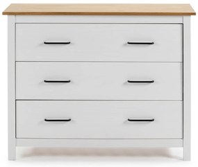 Comodă albă joasă din lemn de pin 100x80 cm Miranda – Marckeric