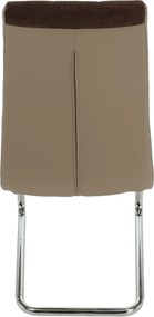 Scaun bucătărie, material textil maro/piele ecologică bej/crom, SALOMA NEW