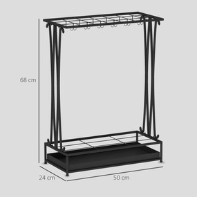 HOMCOM Suport pentru Umbrele din Oțel cu Tavă de Scurgere Detașabilă, 50x24x68 cm, Negru | Aosom Romania
