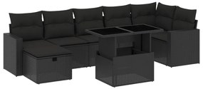 3274825 vidaXL Set mobilier de grădină cu perne, 8 piese, negru, poliratan