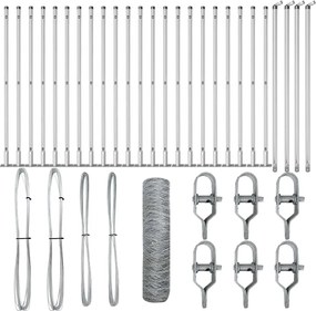 vidaXL Stâlp de gard. Argintiu 50 x 0,5 m (plasă de 36 mm) Oțel