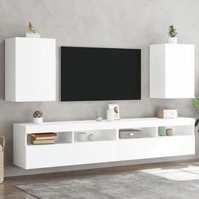 836911 vidaXL Comode TV de perete, 2 buc., alb, 40,5x30x60 cm, lemn prelucrat