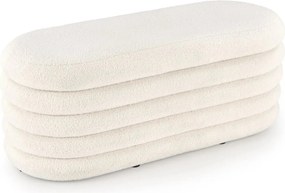 Bancheta tapitata hol BLISS, stofa buclata crem, 105x42x42 cm