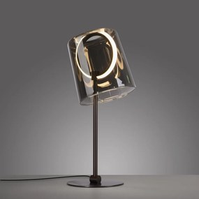 Veioza moderna LED 2700K, sticla, maro fumuriu, Zula