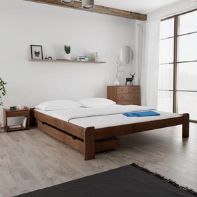 Pat ADA 180x200 cm stejar Saltele: Cu saltele Deluxe 10 cm, Somiera pat: Cu lamele drepte