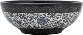 vidaXL Lavoar de blat, negru și albastru, rotund, Φ41x14 cm, ceramică