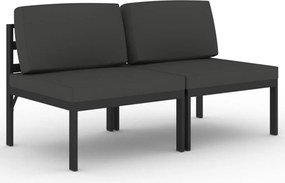 vidaXL Canapea de grădină cu 2 locuri, cu perne, antracit, aluminiu
