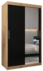 Dulap de haine 120 cm Toki 2 (stejar artisan + negru mat). 1064980