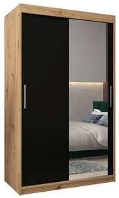 Dulap de haine 120 cm Toki 2 (stejar artisan + negru mat). 1064980
