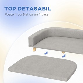 PawHut Canapea pentru Câini cu Picioare Înălțate și Pernă Detașabilă, 98x67x25 cm, Gri | Aosom Romania
