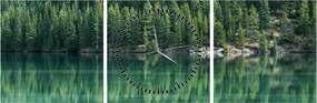 Tablou - Coniferi lângă lac (cu ceas) (90x30 cm)
