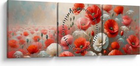 Tablou - Pictură cu maci (cu ceas) (90x30 cm)