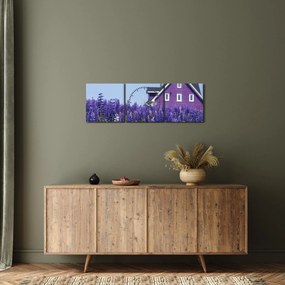 Tablou cu câmp de lavanda (cu ceas) (90x30 cm)