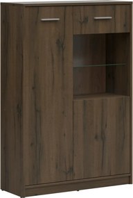 Vitrina NEPO PLUS, stejar nobil, PAL laminat/sticla, 90x34x132 cm