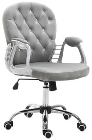 Vinsetto Scaun de birou, Scaun de birou ergonomic cu braț, Spătar capitonat, Înălțime reglabilă, Scaun de calculator cu catifea, Foaier pentru biroul de acasă, Gri | Aosom Romania