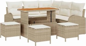 vidaXL Set de canapele pentru grădină cu pernă 9 pcs Bej și crem