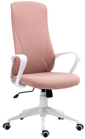 Vinsetto Scaun de birou ergonomic și căptușit, cu înălțime ajustabilă și balans, 62x56x110-119,5 cm, roz | Aosom Romania