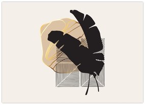 Tablou - Abstracție cu frunze tropicale N⁰4 (70x50 cm)