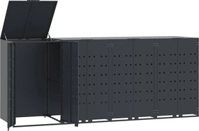 vidaXL Depozitare coș gunoi roți 4 coșuri antracit 276x79x117 cm oțel