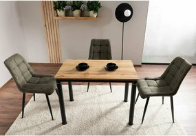 Masa de sufragerie neagra DAMAR 100x60 cm, decor stejar artisan