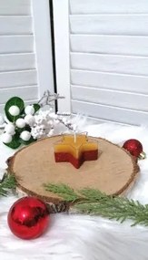 Lumanare ceara Craciun stea - glitter rosu