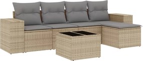 vidaXL Set canapele de grădină cu perne, 6 piese, bej, poliratan