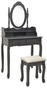 vidaXL Set masă de toaletă cu taburet gri 75x69x140cm lemn paulownia