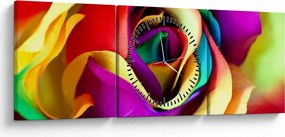 Tablou - Trandafir colorat (cu ceas) (90x30 cm)