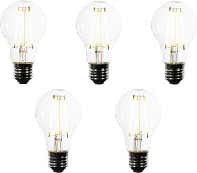 Set de 5 becuri LED E27 A60 transparente 2,2W 470 lm 3000K