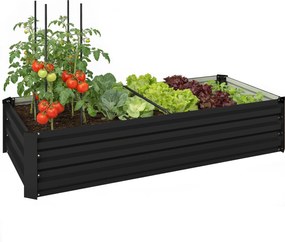 Outsunny Jardinieră dreptunghiulară pentru grădină din oțel galvanizat, margine de siguranță și fund deschis 150x70x30cm gri închis | Aosom Romania