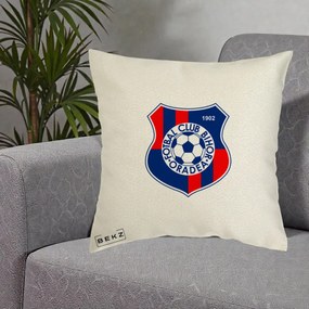 Perna Personalizata FC Bihor Oradea 1902 Fotbal, 40x40 cm, Ecru, Husa Detasabila, Perna Inclusa, BEKZ®