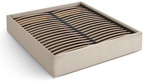 Pat matrimonial maro deschis tapițat cu spațiu de depozitare/fără tăblie cu somieră 180x200 cm Susan – Micadoni