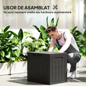 Outsunny Cufăr de Exterior de 93L cu Mânere Integrate și Cârlig pentru Lacăt, 56x41x50 cm, Negru | Aosom Romania