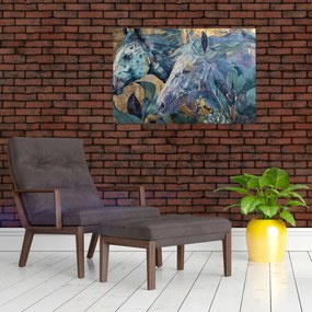 Tablou - Cai cu fundal auriu (90x60 cm)