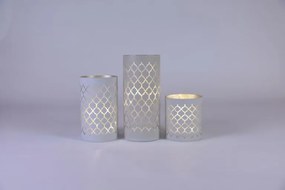Set de felinare decorative, sticlă albă, microLED, fără flac