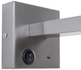Lampă de perete modernă din oțel cu USB-C înclinabilă - Rex