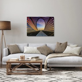 Tablou pe sticlă - Pod cu arhitectură modernă (70x50 cm)