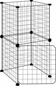 vidaXL Cușcă animale de companie cu ușă, 8 panouri, negru 35x35cm oțel