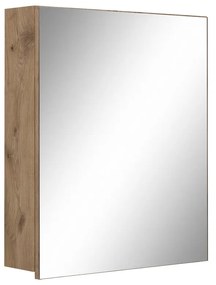 Dulap de baie în culoare naturală suspendat/cu oglindă cu aspect de lemn de stejar 60x70 cm Wisla – Støraa