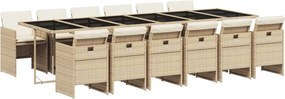 vidaXL Set mobilier de grădină cu perne, 13 piese, bej, poliratan