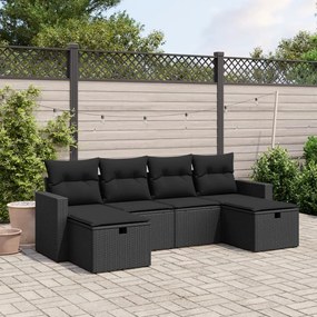 3263541 vidaXL Set mobilier de grădină cu perne, 6 piese, negru, poliratan