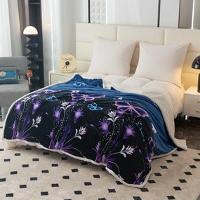 Patura miel din microplus VIOLET BUTTERFLY albastru inchis Dimensiune: 160 x 200 cm