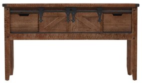 246121 vidaXL Masă consolă din lemn masiv de brad, maro, 131x35,5x75 cm