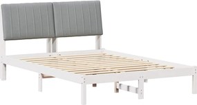 vidaXL Cadru de pat Gri deschis 140 x 190 cm Lemn de pin masiv