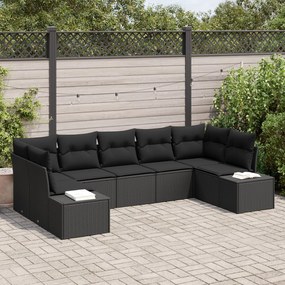 vidaXL Set de canapele pentru grădină cu pernă 7 pcs Negru Rattan poli