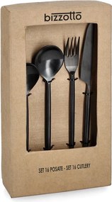 Tacâmuri negre din oțel inoxidabil 16 buc. pentru 4 persoane Bronte – Bizzotto