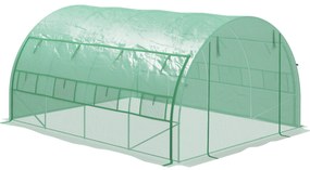 Outsunny Șopron de folie, Seră, umblabil, Fereastră plasă, Cadru metalic, 4x3x2m, Verde | Aosom Romania