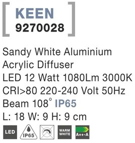Aplica perete LED de exterior IP65 KEEN NVL-9270028