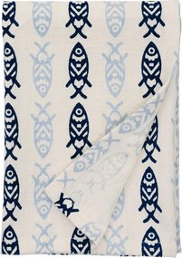 Prosop de bucătărie din bumbac imprimat cu pești, 50×70 cm, „Fish Kitchen Towel"