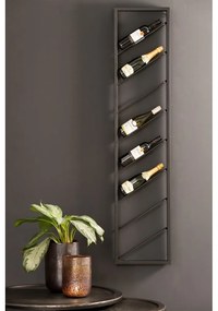 Raft pentru sticle de vin negru pentru perete din metal număr de sticle 8 36x160x6 cm Malbeo – Light &amp; Living